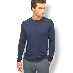 KIT AND ACE Modal Blend w/ Wool Brushed Crew Neck Long Sleeve Tee Navy Sz S